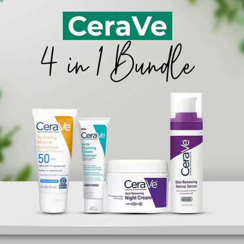 CeraVe Skincare Collection – Acne Foaming Cleanser, Retinol Serum, Skin Renewing Night Cream & Hydrating Mineral Sunscreen SPF 50 | Original CeraVe Products