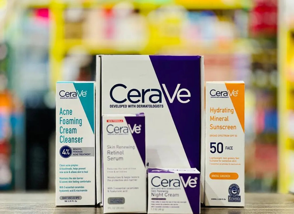 CeraVe Skincare Collection – Acne Foaming Cleanser, Retinol Serum, Skin Renewing Night Cream & Hydrating Mineral Sunscreen SPF 50 | Original CeraVe Products
