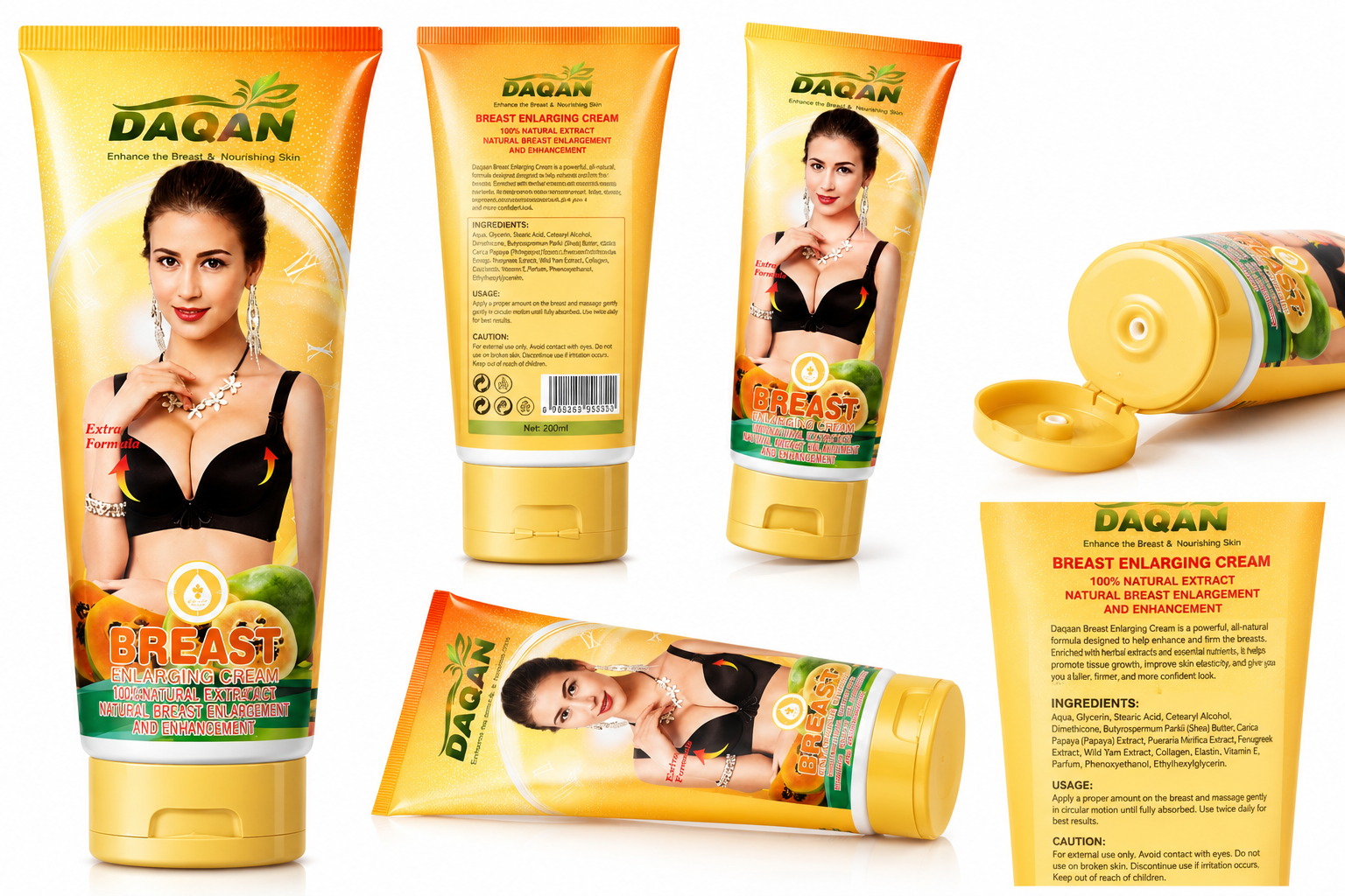 DAQAN Breast Care Cream | Herbal Skin Moisturizing & Firming Massage Cream | Natural Extract Formula | 200ml